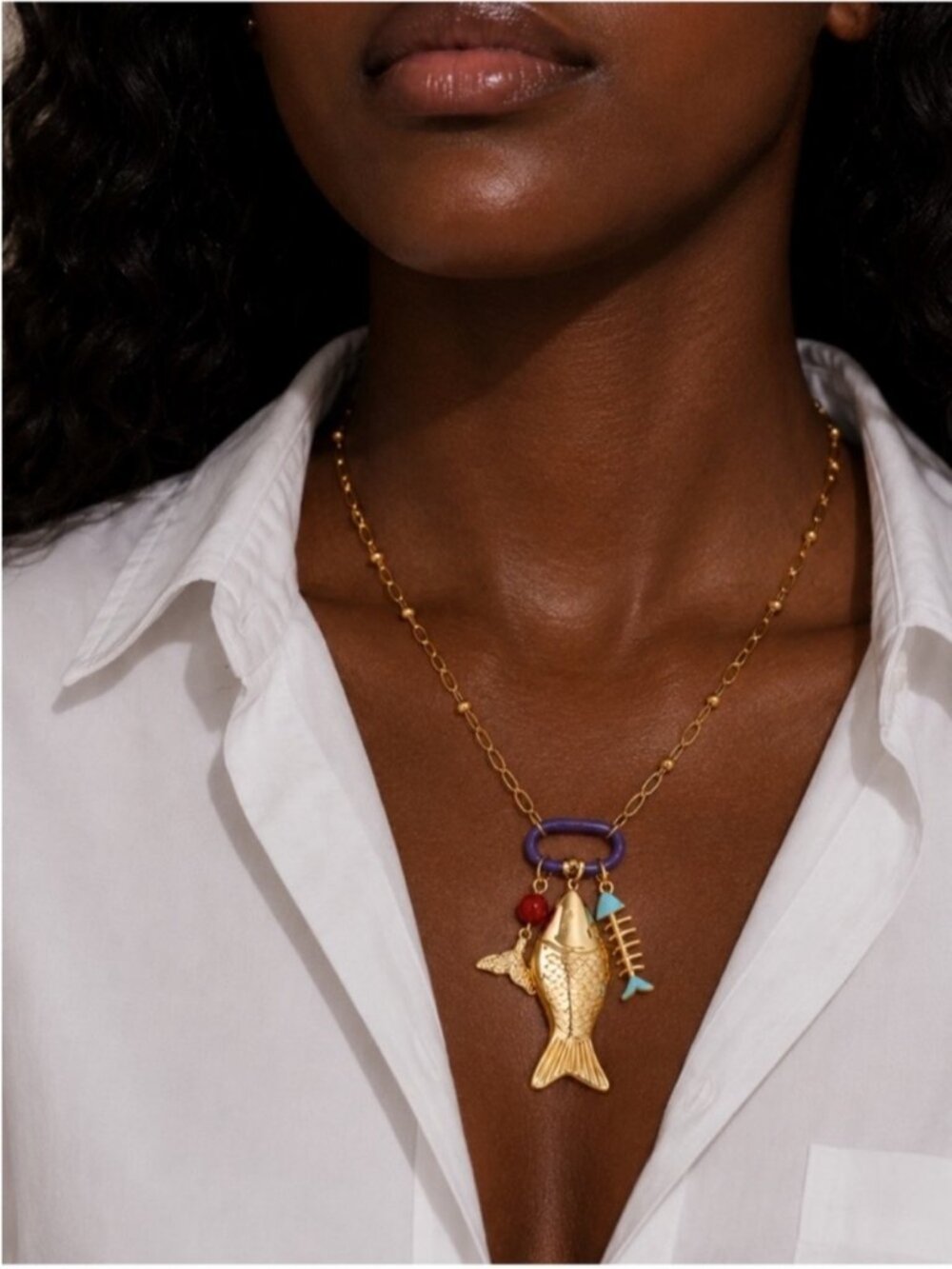 New! Coastal Gold Fish Purple Carabiner Necklace NWOT 5007